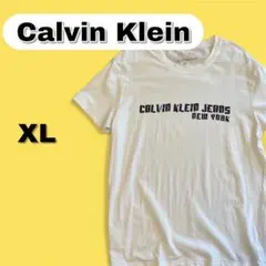 美品 カルバンクライン ロゴTシャツ 白 XL ゆったり CK インナー 男女