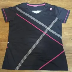 prince ストライプ Vネック 半袖 テニスウェア