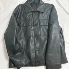 ZARA メンズ フェイクレザージャケット ブラックのサムネイル