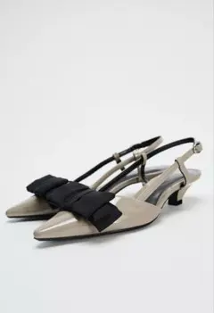 ZARA♡リボン スリングバックシューズ ベージュ