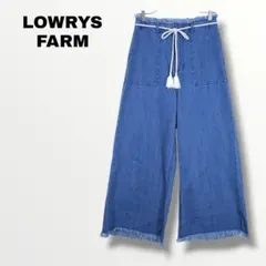 ローリーズファーム デニムワイドパンツ ロープベルト付き カットオフ L ブルーのサムネイル
