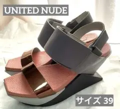 美品ユナイテッドヌード 厚底サンダル 39 ピンク メタリック 24.5のサムネイル