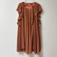 【マルチウェイ】お呼ばれパーティードレス ワンピース（ベルト付き）テラコッタ