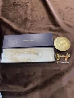 【遺品整理】24K GP パールネックレス ブローチ タイピン セットのサムネイル