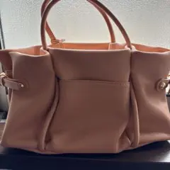 ポティオール ピンクオレンジ色 ハンドバッグ