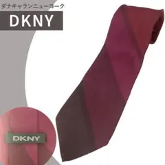 美品✨DKNY ネクタイ イタリア製 ウール シルク ワインレッド ストライプのサムネイル