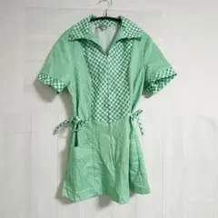 Mr.Desset 半袖ミニワンピース グリーンチェック【サイズ表記なし】