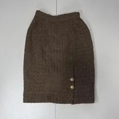 レトロ VICKY レディース タイトスカート 金ボタン ブラウンのサムネイル