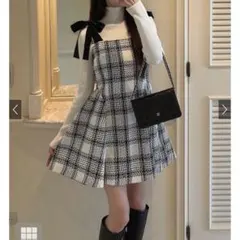 チェック柄キャミワンピース