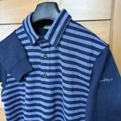 極美品サイズ46/CHERVO/秋冬モデル/暖かWARM/長袖ボーダーポロシャツ
