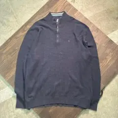 7AS8 TOMMYHILFIGER ハーフジップニット　セーター　2X紺　古着