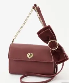 ワインレッド ショルダーバッグ ハート金具 青木美沙子 しまむら 財布 スマホ