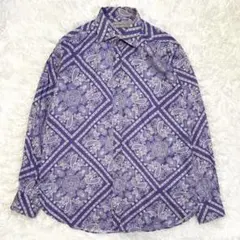 XL大きいサイズ✨ETRO エトロ　ビッグペイズリー総柄シャツ　長袖　パープルのサムネイル