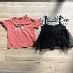 キッズTシャツ 80 チュールTシャツ moujonjonキリン柄