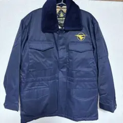 希少 クロカメ被服 冬用ジャンパー ドカジャン L 刺繍 ボア ネイビー