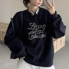 SHEIN シーイン スウェット 裏起毛 パール ロゴ