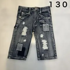 ダメージ加工デニムハーフパンツ 130cm