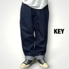 POST ダブルニーデニムイージーパンツ シンチバック 濃紺 日本製 L