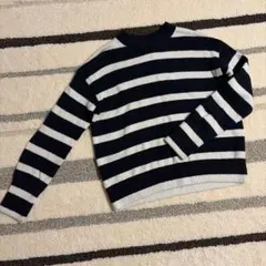 ボーダー柄 クルーネックニット 長袖
