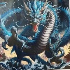 【肉筆一点物・送料込】水彩原画 龍 ドラゴン 青龍 雲海 Riko サイン入り 肉筆一点物・送料込】水彩原画 龍 ドラゴン 青龍 雲海 Riko サイン入り