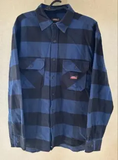Dickies 長袖シャツ M 青と黒のチェック