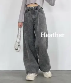 700 美品✨️ Heather ハイウエスト ワイド デニムパンツ