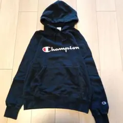 Champion ブラックパーカー フード付きS W7番