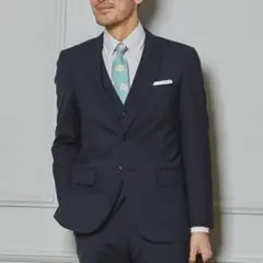 グリーンレーベルリラクシング 2ボタン シルク混 ジャケット ネイビー