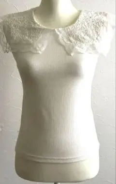 ホワイト レース ノースリーブトップス