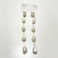 5連パールピアス　揺れる　ウェディング　パーティー　オケージョン　結婚式