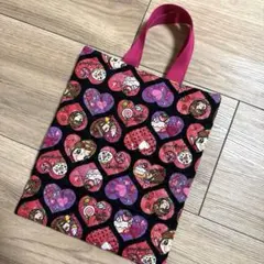 トートバッグ　上靴入れ　レッスンバッグ　ハンドメイド　女の子　ハート