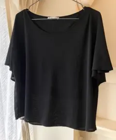 ZARAフレアスリーブ トップス 黒半袖