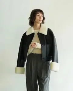CLANE クラネ　VEGAN LEATHER BOA SHORT JACKET