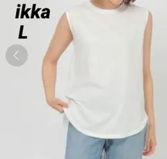 ikka コットンUSAノースリーブ裾ラウンドT