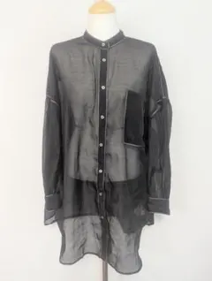 大きいサイズ【〜4L・5L】透け感 ブラック チュニック