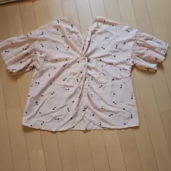 ☆Ehyphen☆ フラワー刺繍 ピンク バルーンスリーブ シャツ Fサイズ