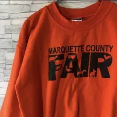訳あり　アメリカ古着ギルダンFAIR スウェット　トレーナー　オレンジ Sサイズ