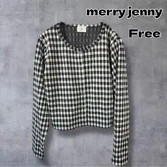 merry jenny ギンガムスナップカーディガン