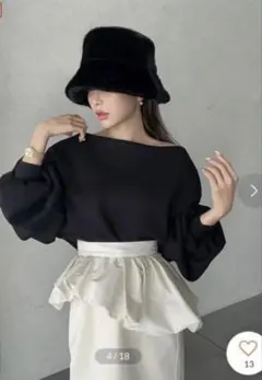 【美品】EIMY ISTOIRE ボートネックスウェットトップス　ブラック