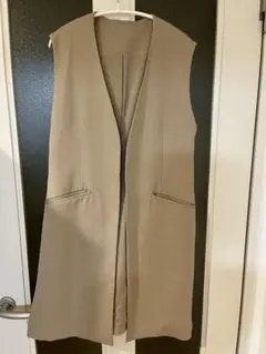 ミラオーウェン ベージュ ノースリーブ ロングベスト / ジレ