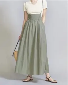 BEAUTY&YOUTH キャミワンピース カーキ ロング バックデザイン S
