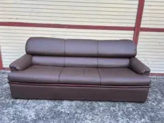 ブラウン合成皮革ソファ