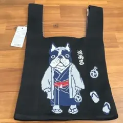 犬のキャラクター トートバッグ 黒
