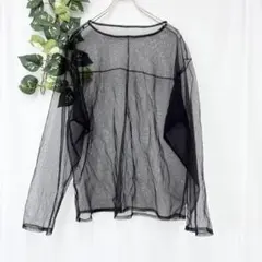美品✨ チップ クリップ シアー トップス ブラック 長袖 透け感 大きめ 春夏のサムネイル