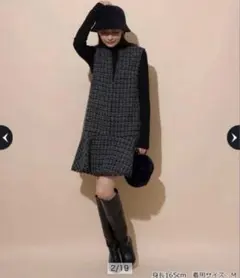 Apuweiser riche アプワイザーリッシェ ツイードペプラムミニワンピ