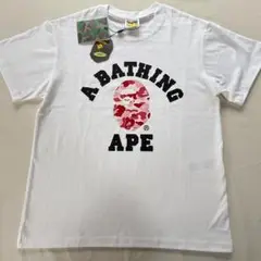 新品 APE エイプ ロゴプリント 半袖Tシャツ ホワイト Mサイズ 男女兼用
