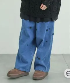 ☆サマンサモスモス☆３Ｄレースモチーフ付きパンツ　ブルーのサムネイル