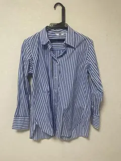 青と白のストライプ 長袖シャツ Sサイズ