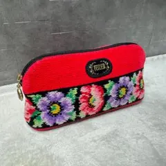 FEILER フェイラー ポーチ シュニール織 レッド 花柄