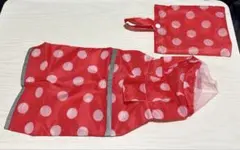 新品　未使用　犬用　レインコート　Sサイズ　カッパ　雨具　赤　ドット　小袋付きのサムネイル